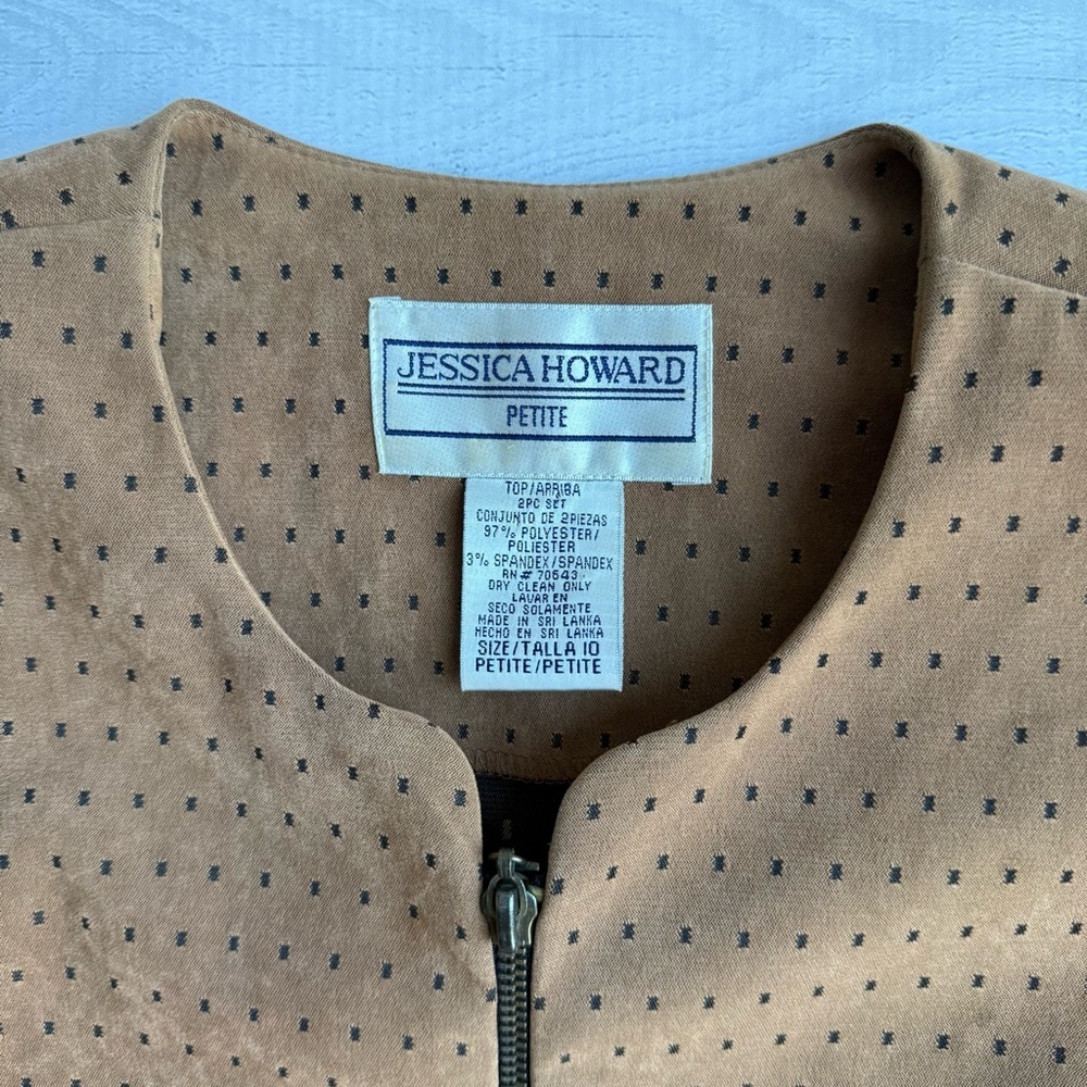 Vintage Jessica Howard Tan Suede Look Zip Front Jacket with Shoulder Pads Petite - Picture 3 of 6
